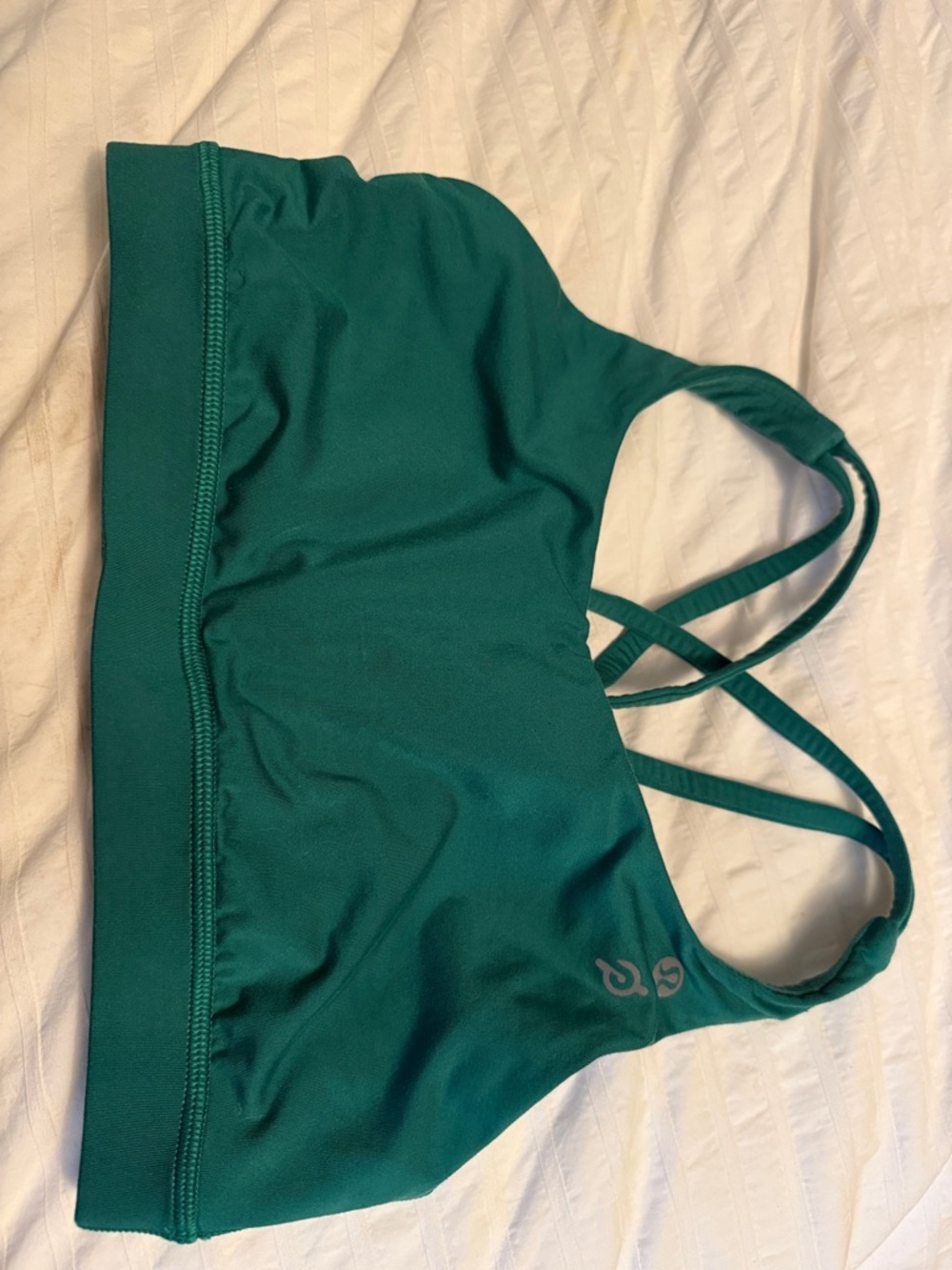 Green Lululemon Peloton Strappy Sports Bra with Small Logos